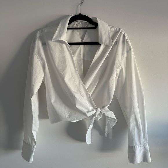 VINCE SIDE TIE WRAP BLOUSE WHITE SZ M - Picture 2 of 9